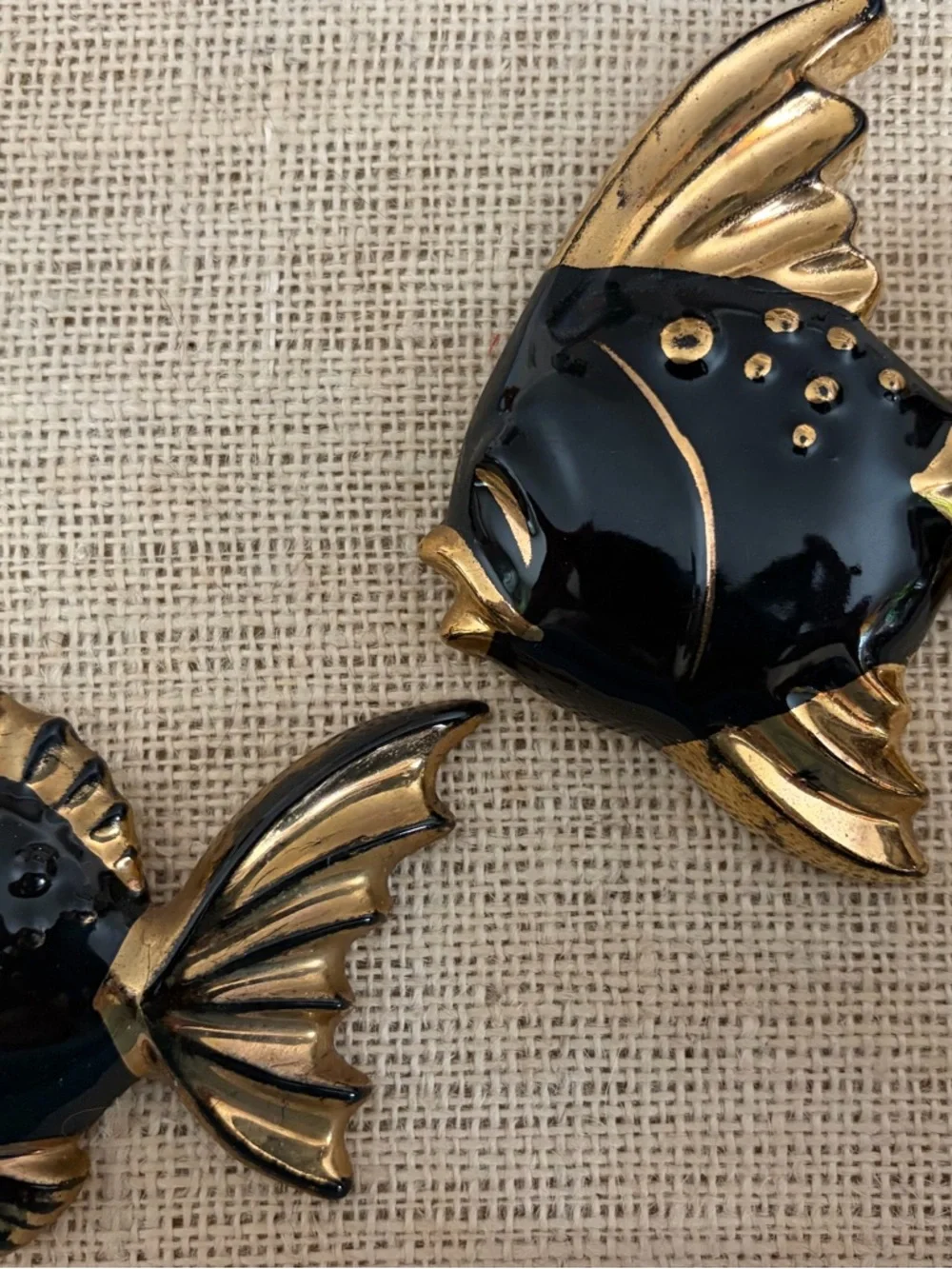 Vintage Black & Gold Fish Aquarium Wall Plaques